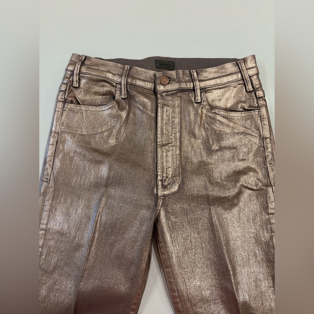 MOTHER Metallic Gold Jeans - Picture 2 of 6